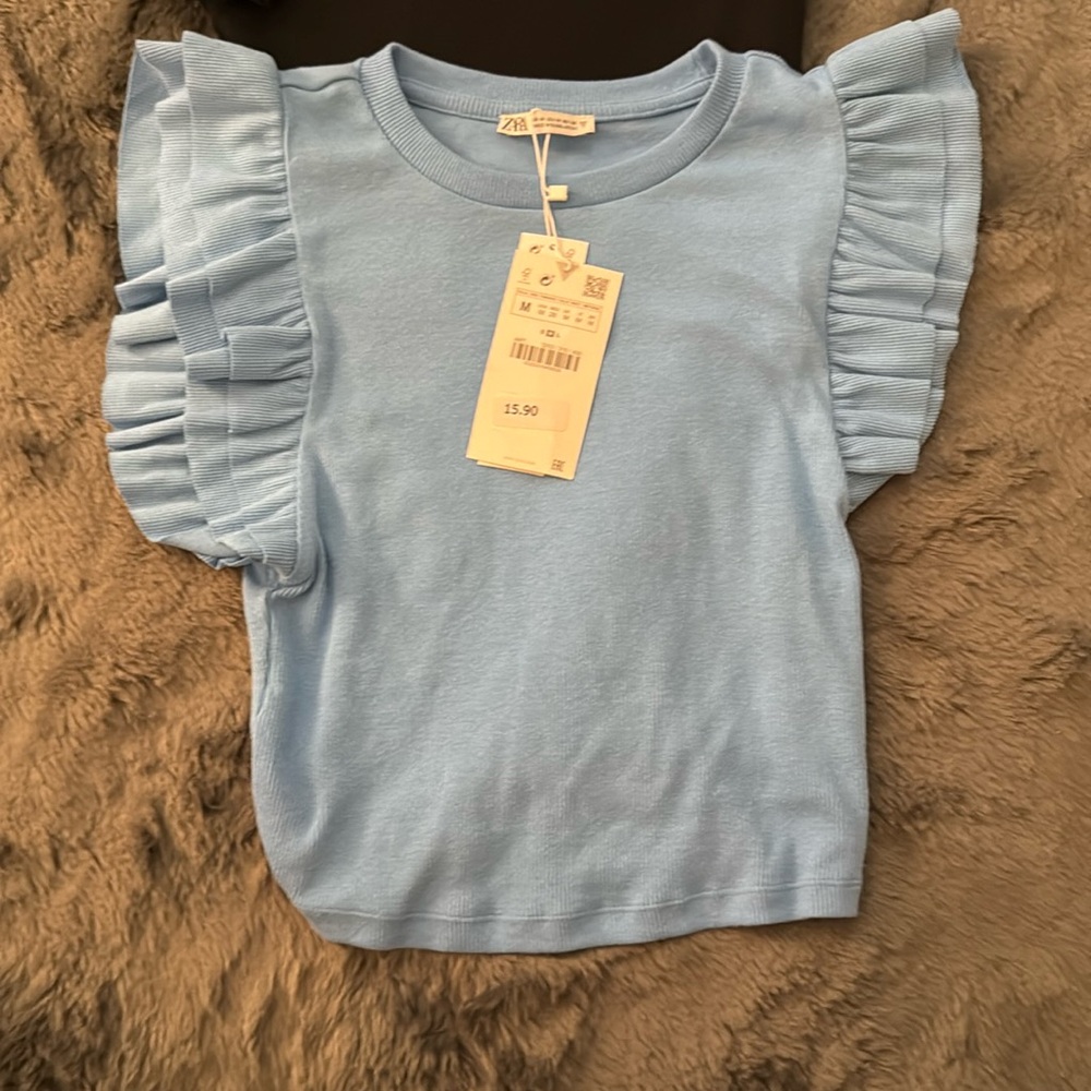 Zara Ruffle Top - Blue